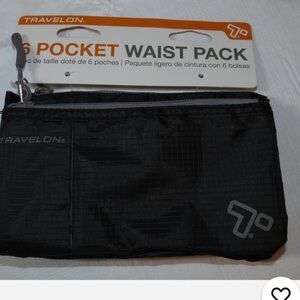 Travelon Black Multi-Pocket Waist Pack. Fanny pack